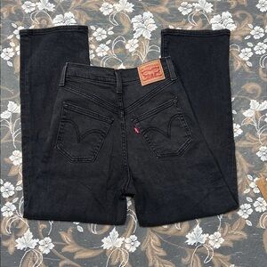 Levis Ribcage Straight Ankle Women’s Jeans Buttonfly Black Wash Denim 99% Cotton